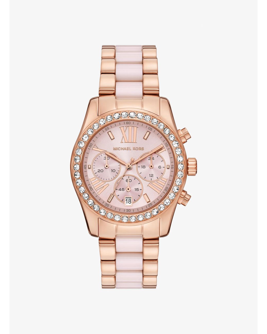Michael Kors Pink Mk Lexington Pavé-Tone And Ceramic Watch