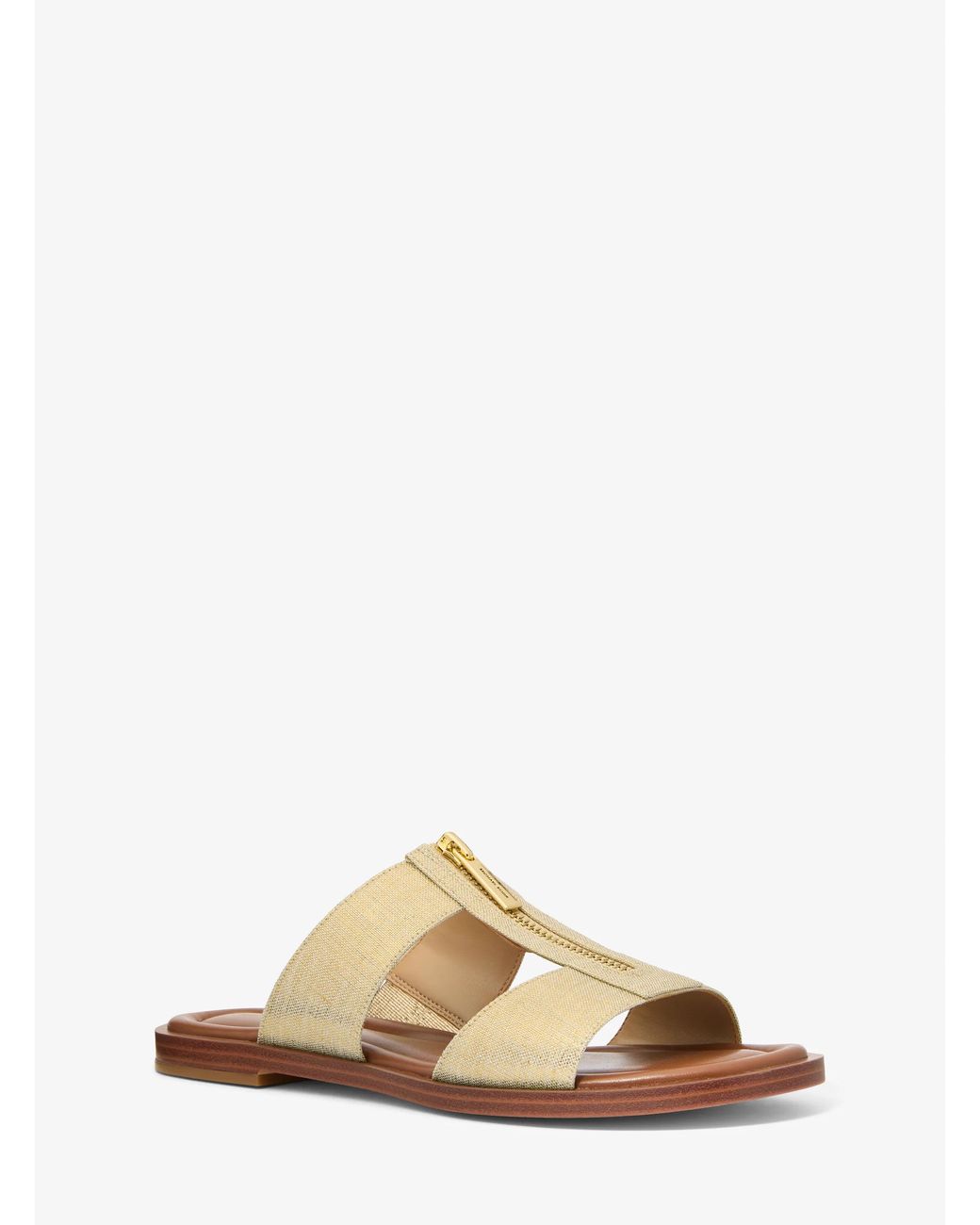 MICHAEL Michael Kors Natural Mk Berkley Metallic Linen Slide Sandal