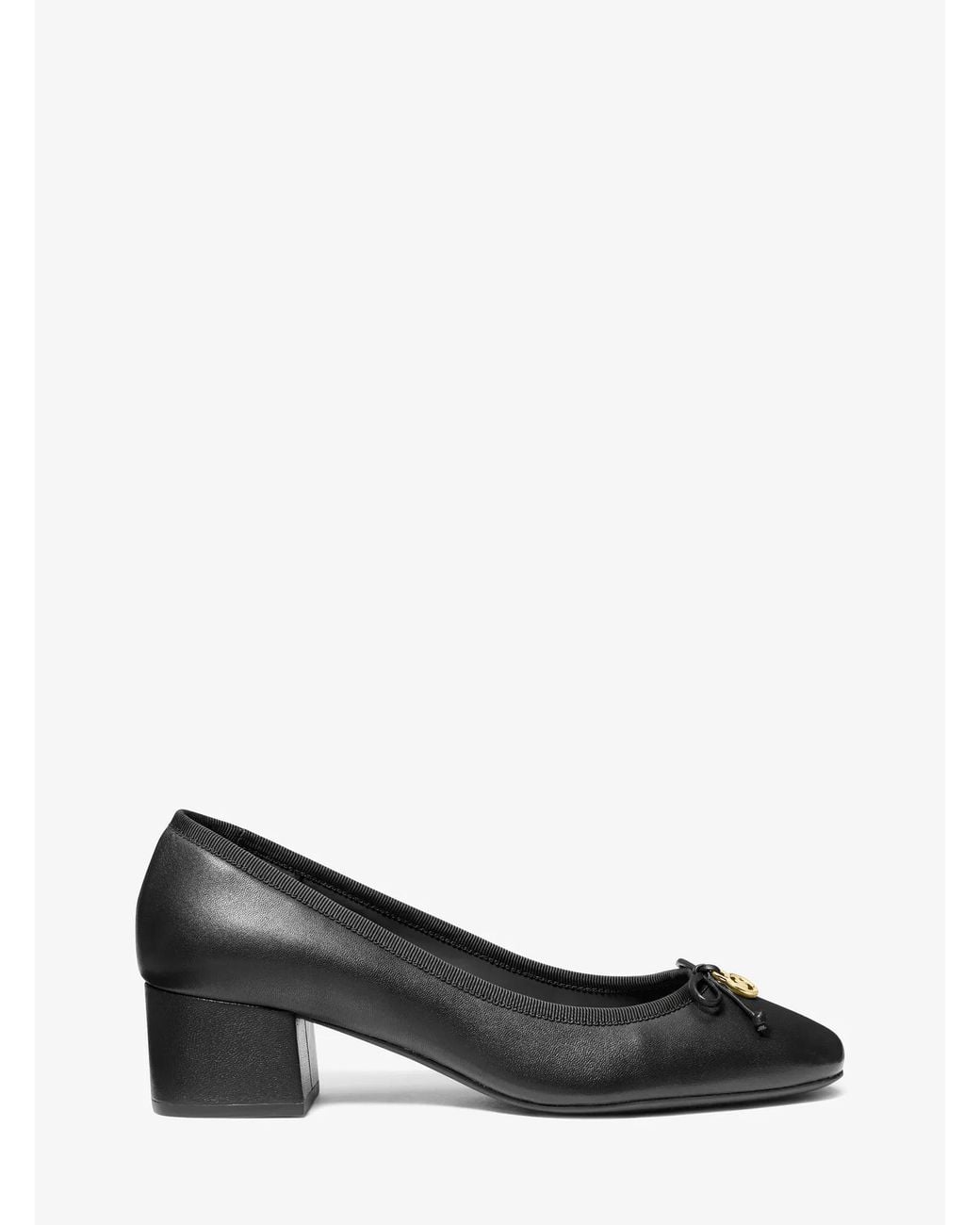 MICHAEL Michael Kors Black Mk Piper Flex Leather Block Heel Pump