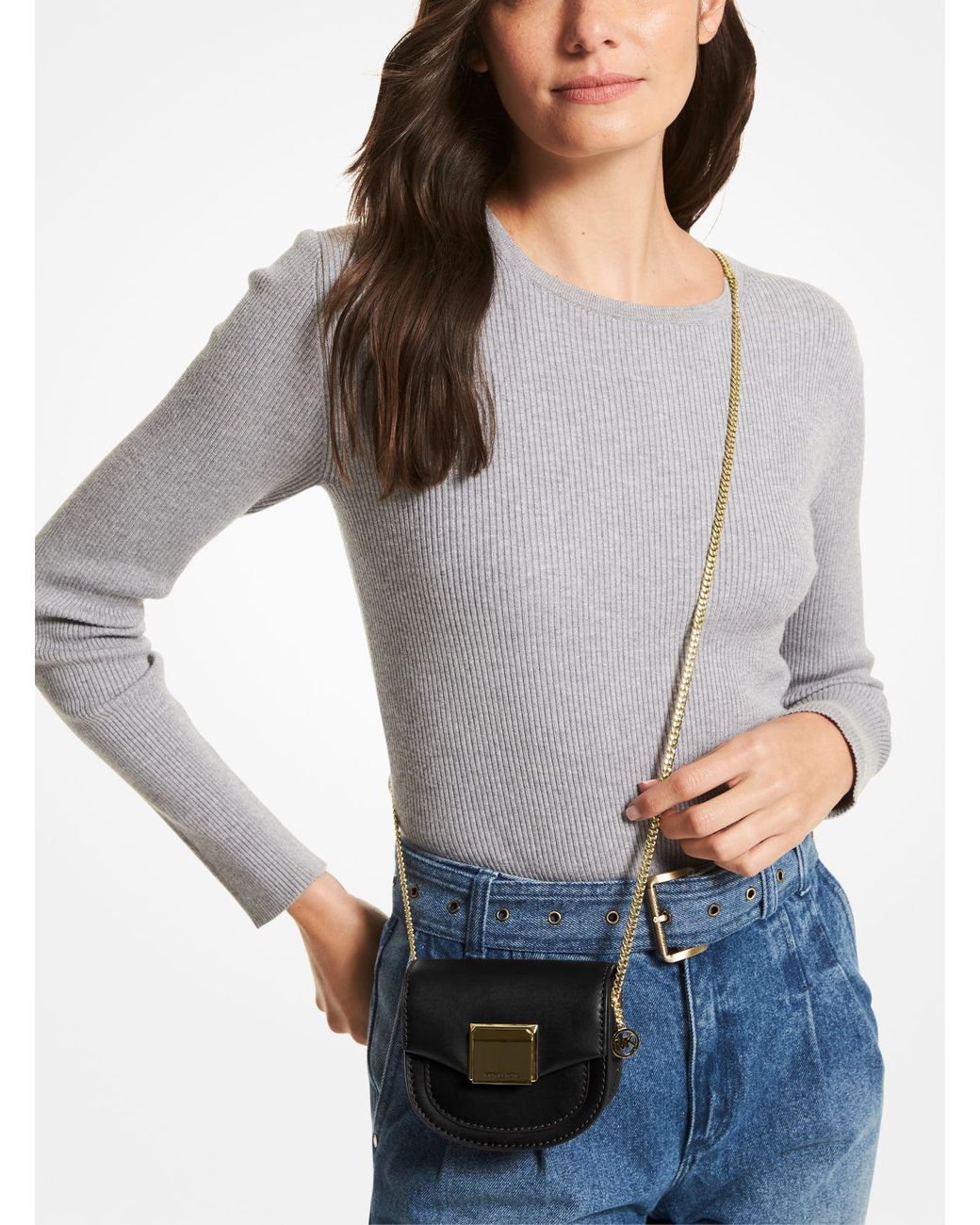Michael Kors Lita Extra small Leather Crossbody Bag in Black Lyst UK