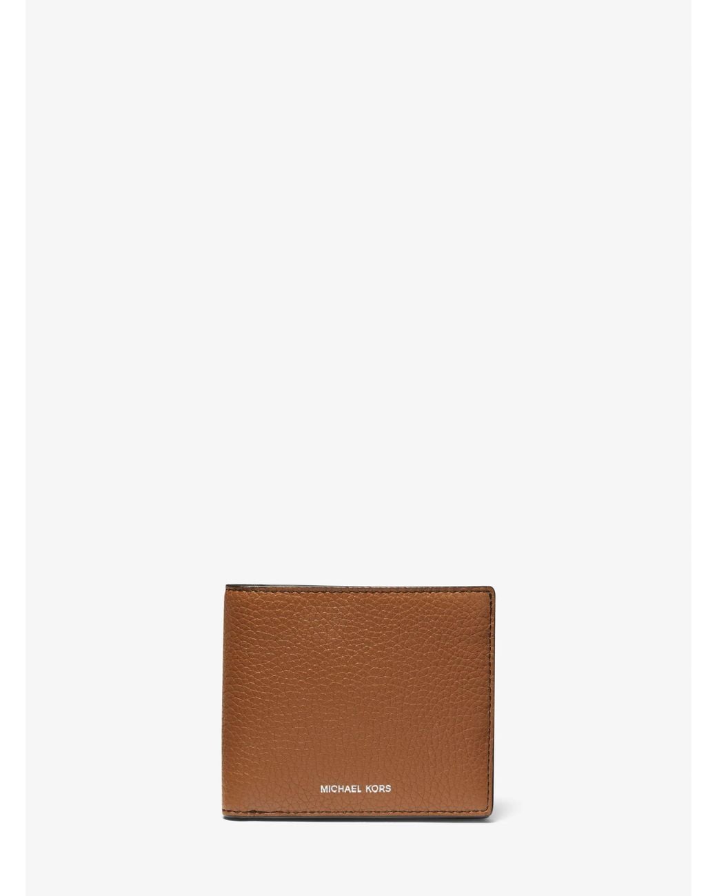 Michael Kors White Mk Hudson Pebbled Leather Billfold Wallet for men
