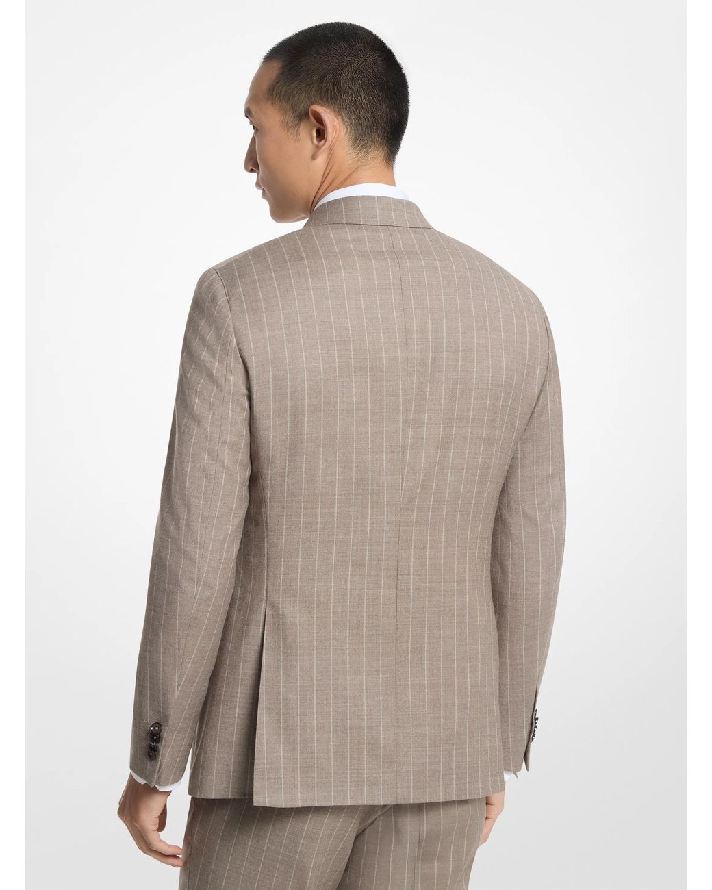 Michael Kors Natural Mk Wool Blend Flannel Striped Blazer for men