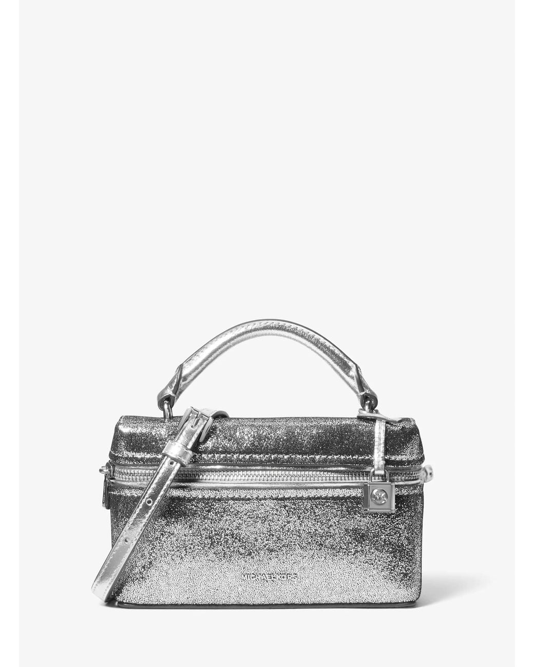 MICHAEL Michael Kors Gray Mk Jana Extra-Small Metallic Leather Crossbody Bag