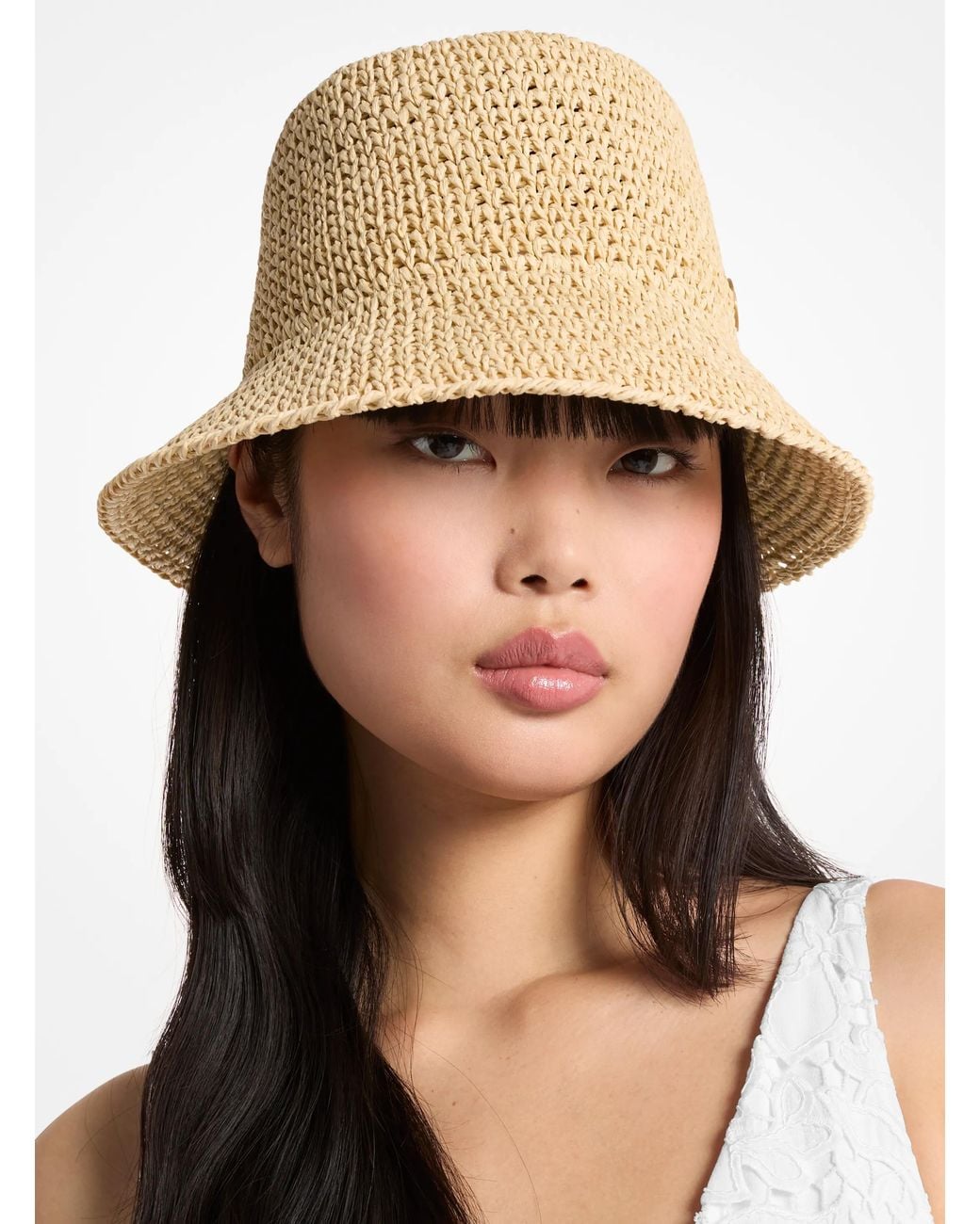 MICHAEL Michael Kors Natural Mk Crocheted Bucket Hat