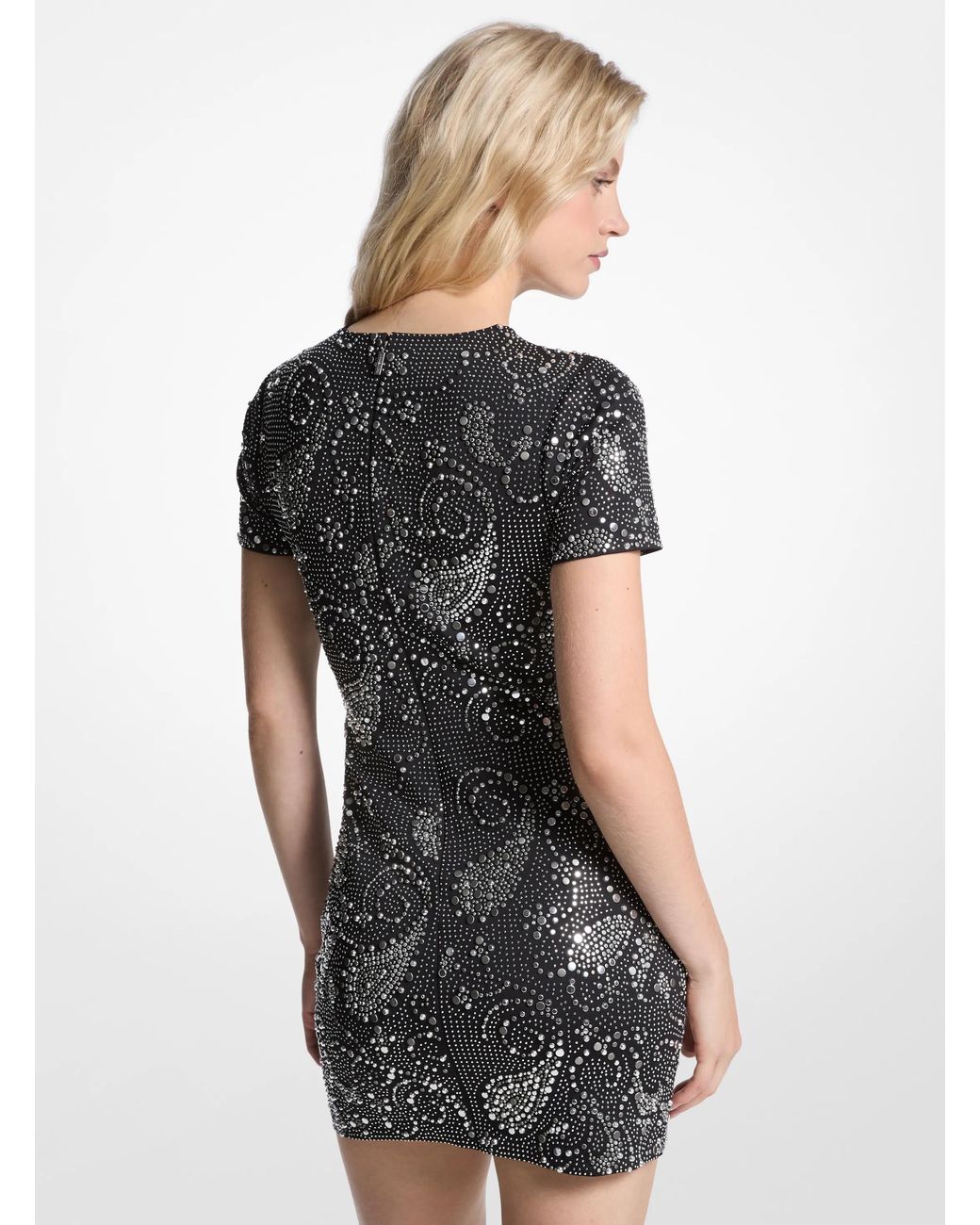 MICHAEL Michael Kors Black Studded Paisley Scuba Mini Dress
