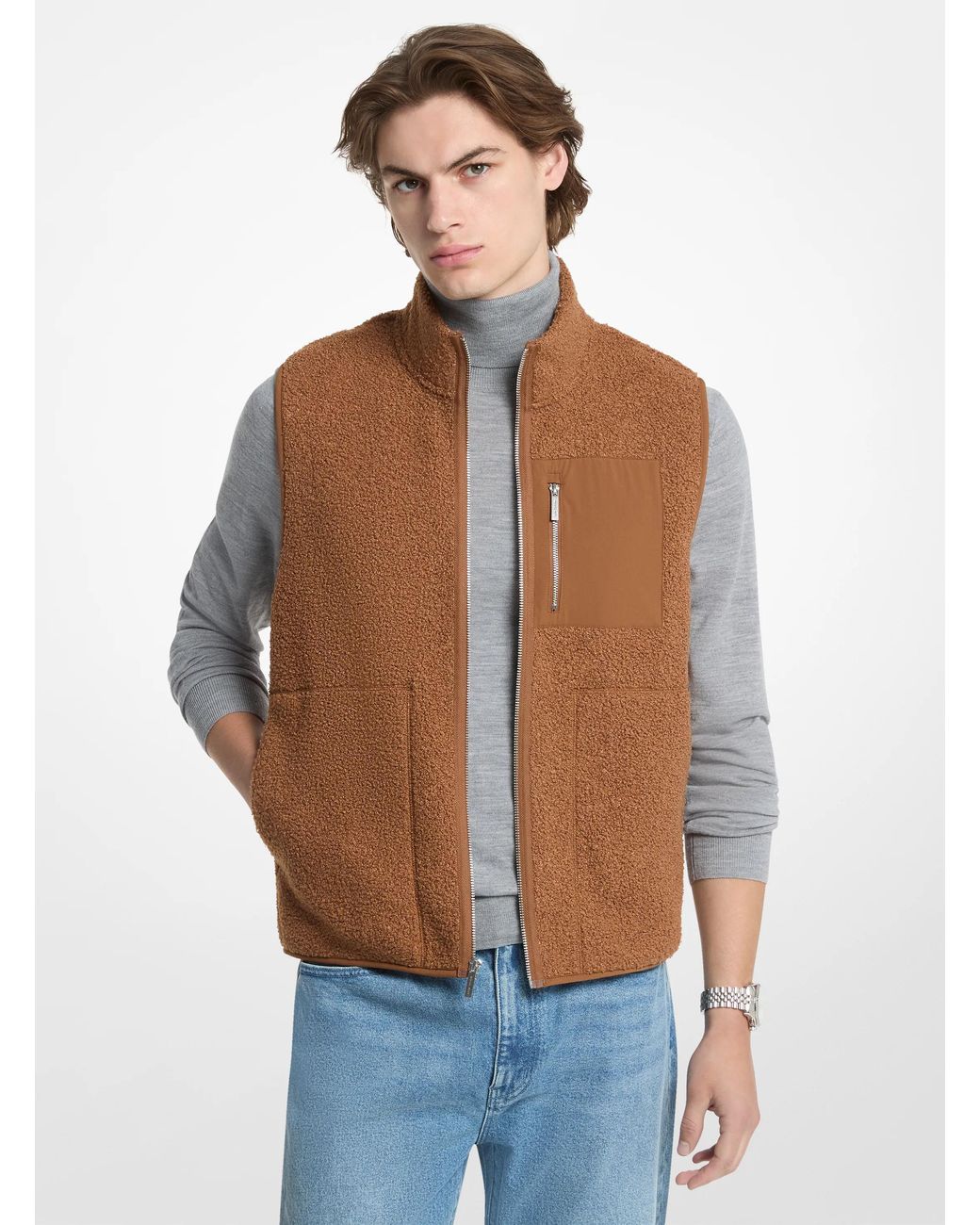 Michael Kors Blue Mk Boucle Knit Vest for men