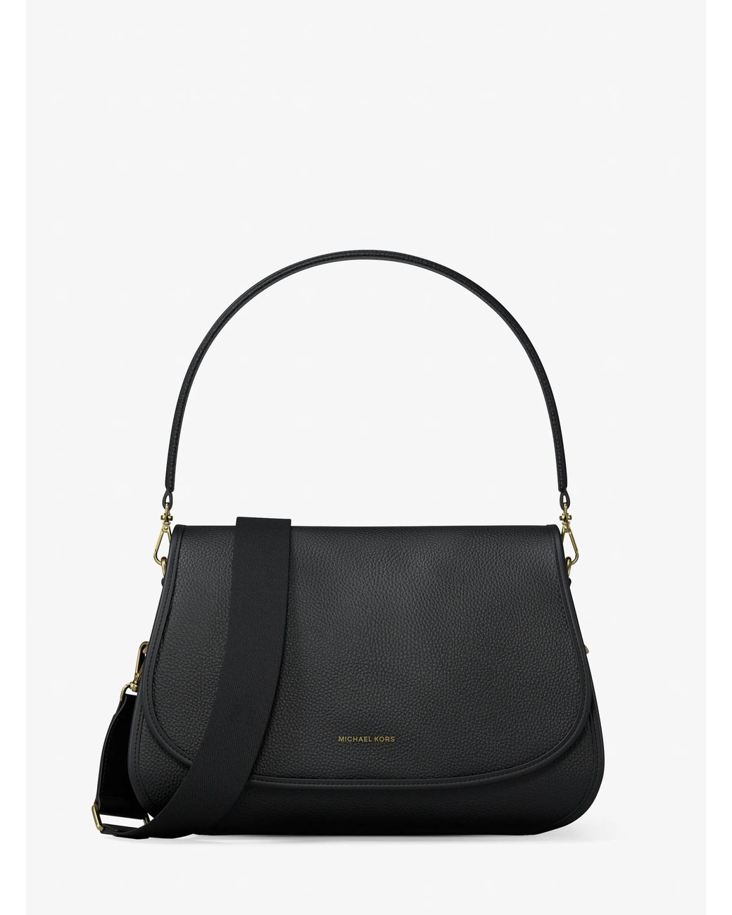 MICHAEL Michael Kors Black Holmes Medium Pebbled Leather Convertible Messenger Bag