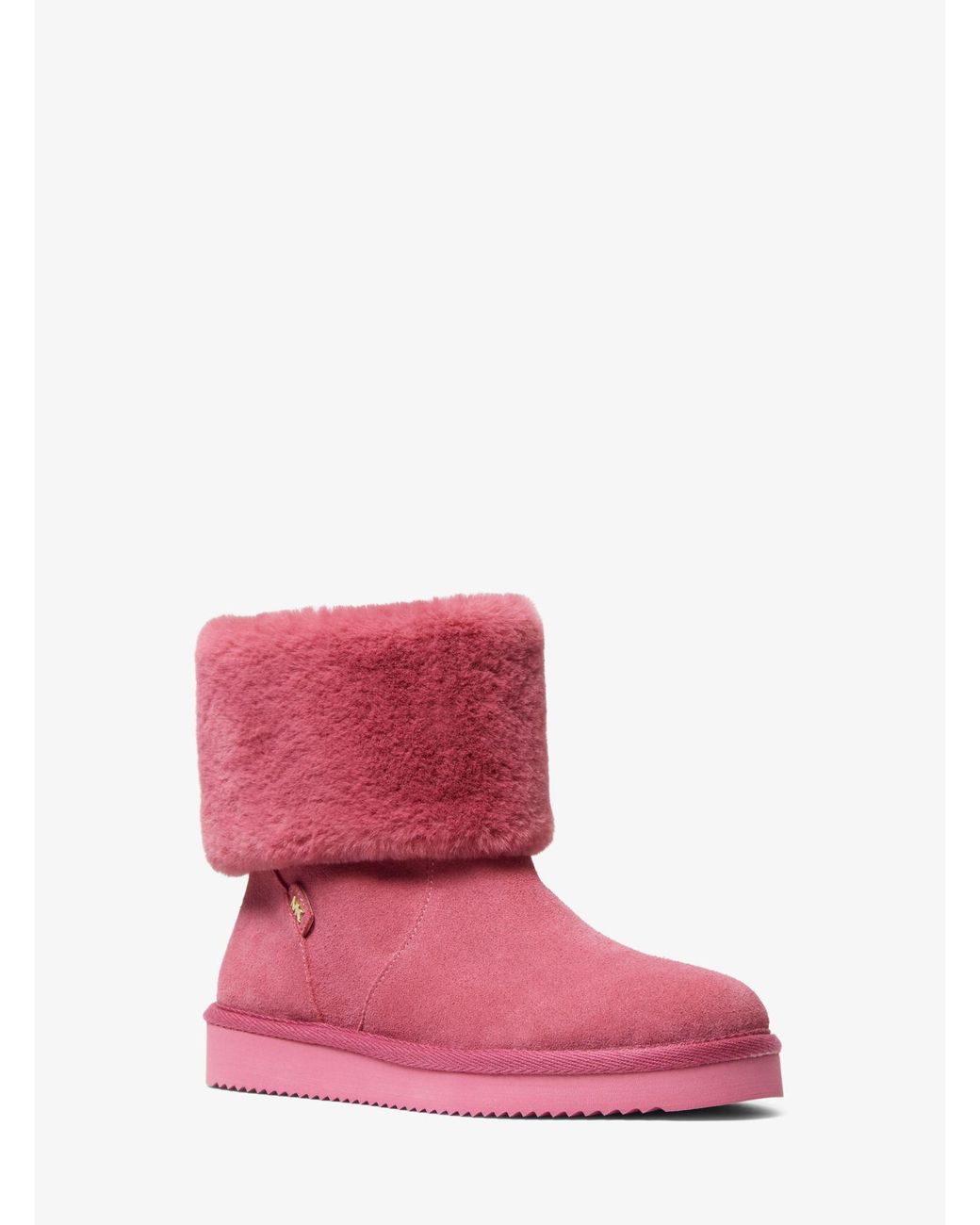 Michael Kors Julia Faux Fur Trimmed Suede Boot in Pink Lyst
