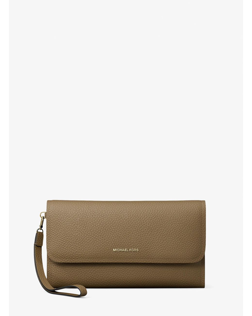 MICHAEL Michael Kors Green Mk Jet Set Medium Pebbled Leather Smartphone Wristlet