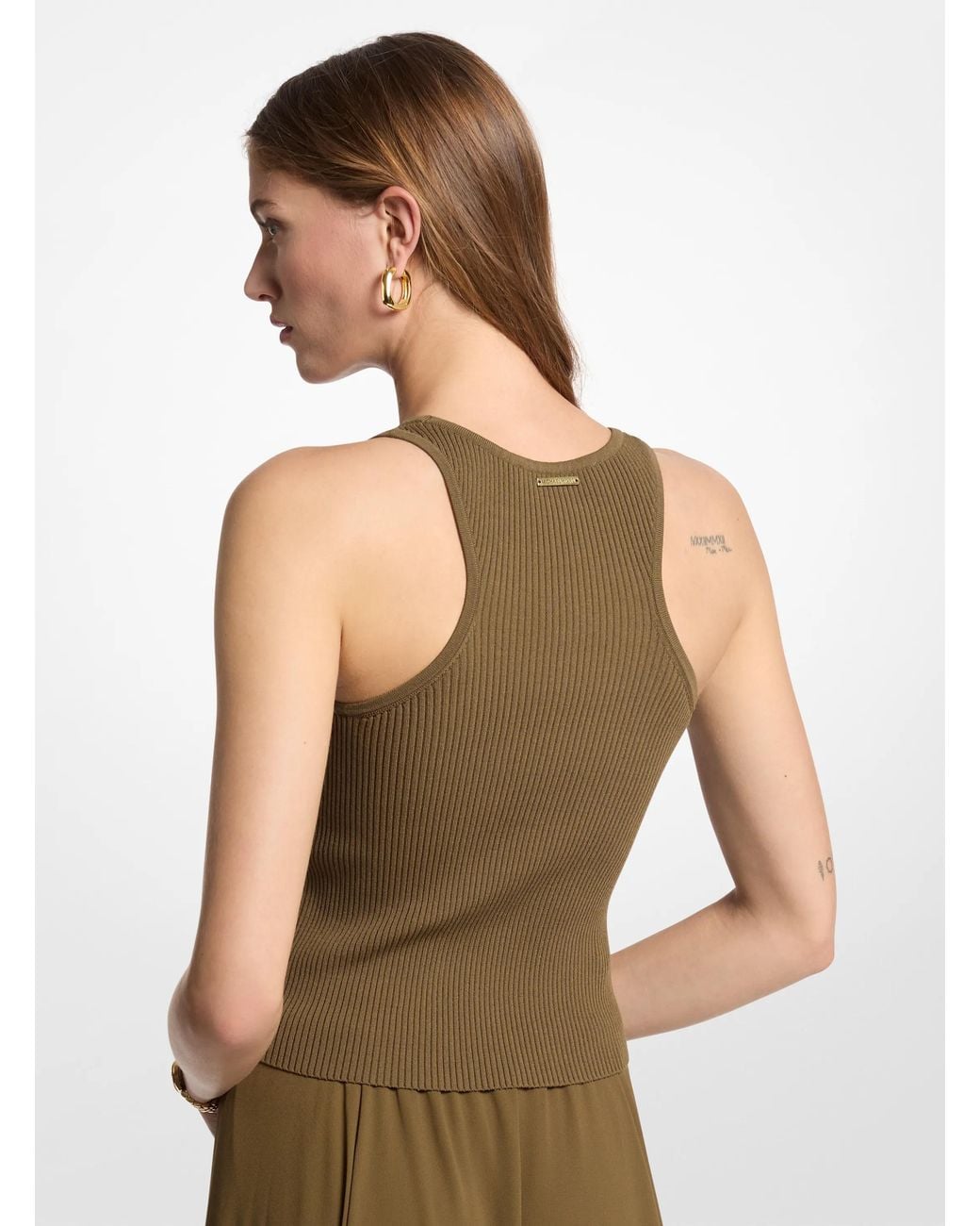 MICHAEL Michael Kors Green Mk Ribbed Scoop Neck Vest