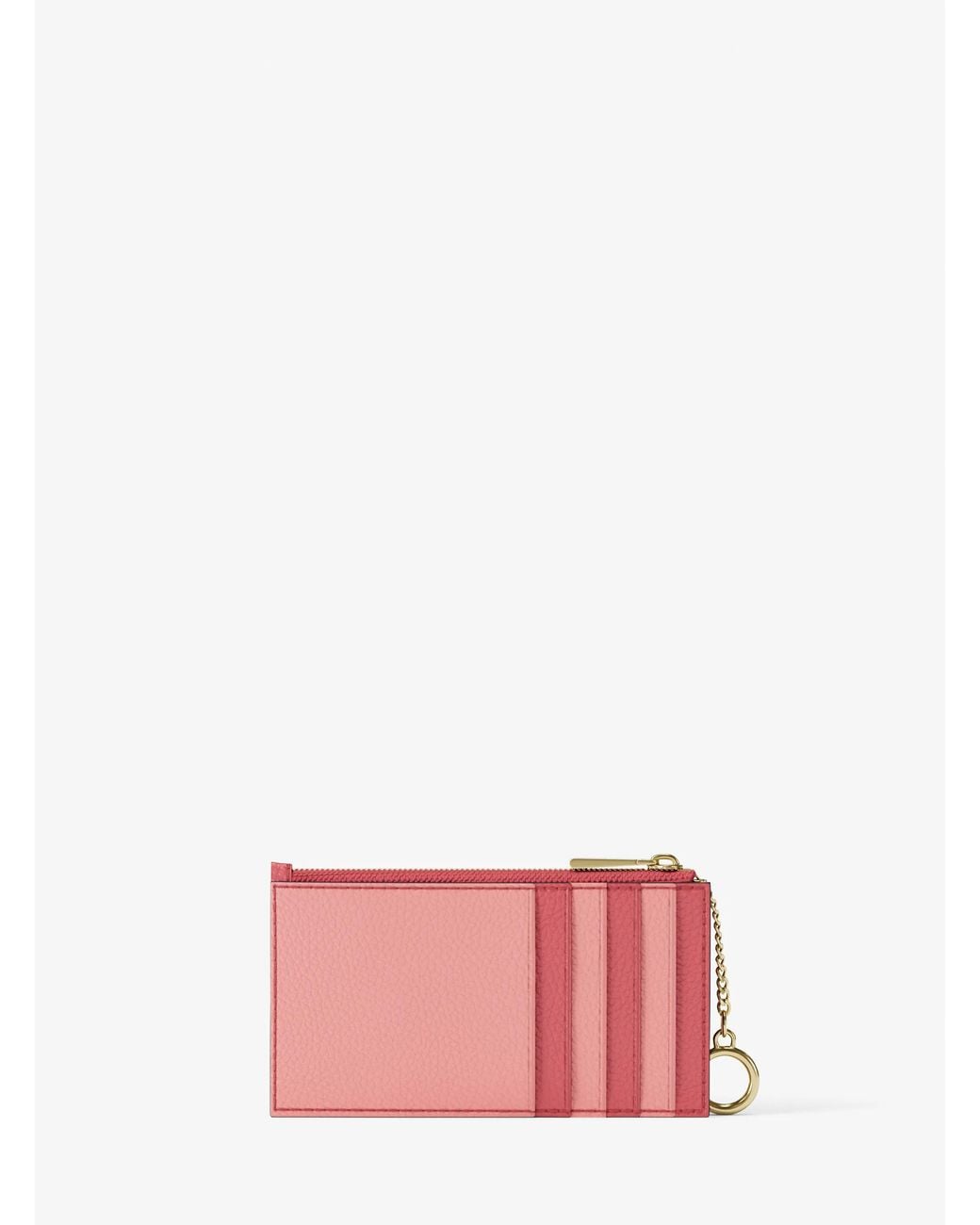 MICHAEL Michael Kors Pink Mk Jet Set Small Two-Tone Pebbled Leather Card Case