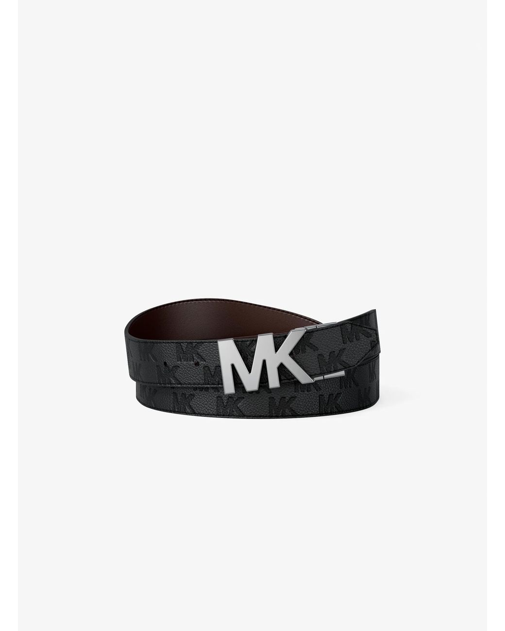Michael Kors White Michael Kors Reversible Logo Embossed Leather Buckle Belt for men