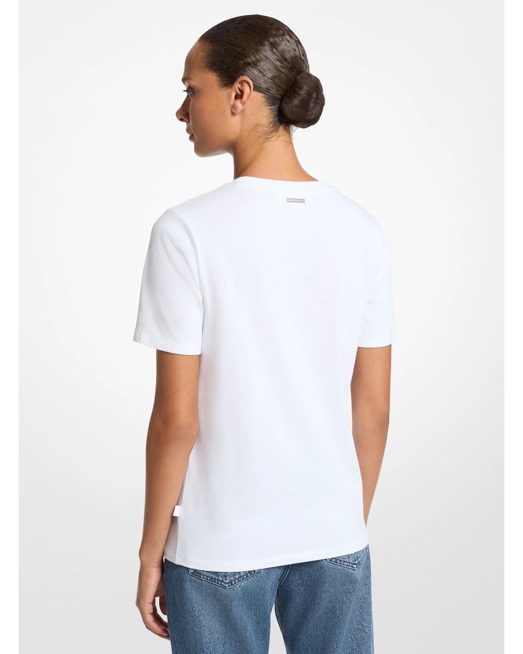 MICHAEL Michael Kors White Mk Embellished Logo Cotton Jersey T-Shirt