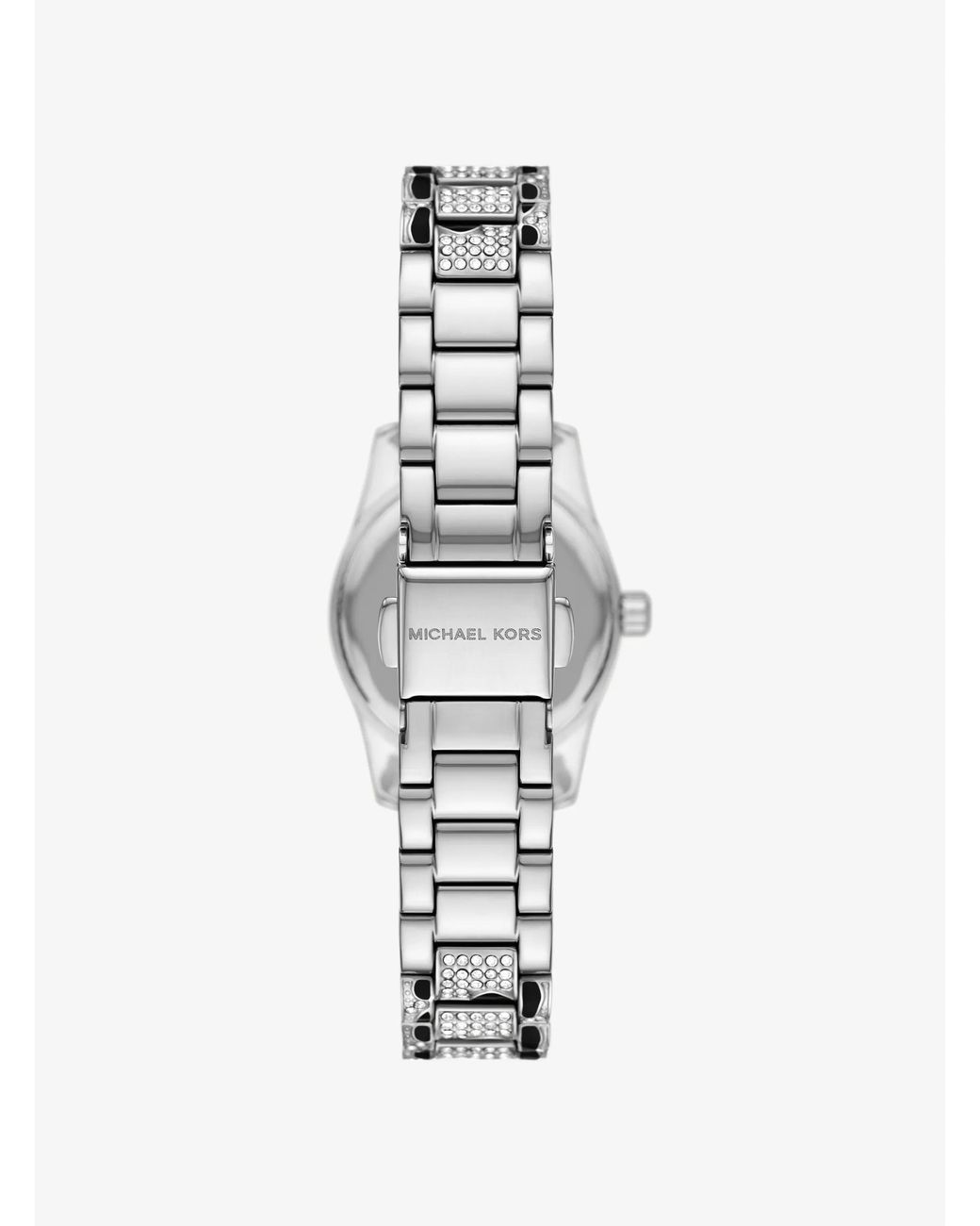 Michael Kors White Mk Petite Lexington Pavé Animal Print-Tone Watch