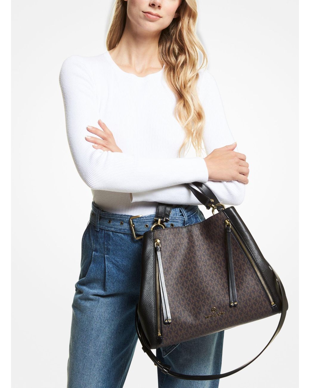 Mk brooklyn top large leather satchel