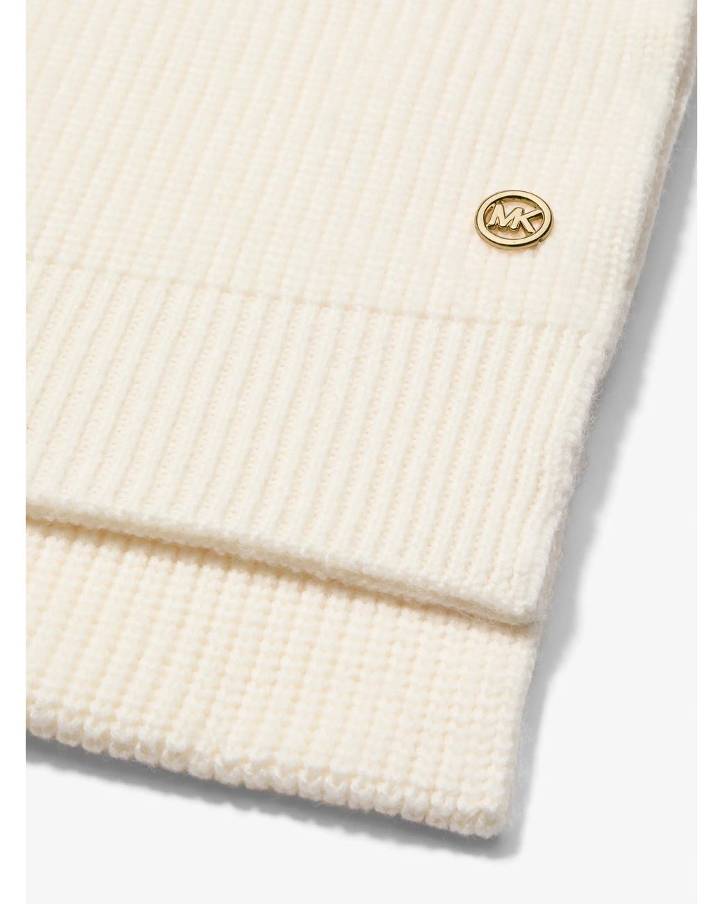 MICHAEL Michael Kors White Mk Textured Wool Scarf