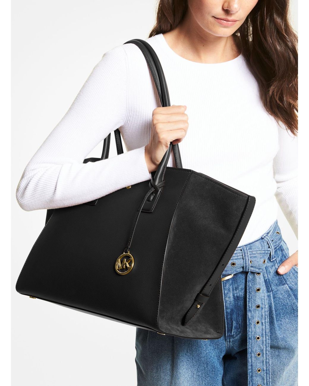 Michael Kors Avril Extra-large Leather Top-zip Tote Bag in Black | Lyst