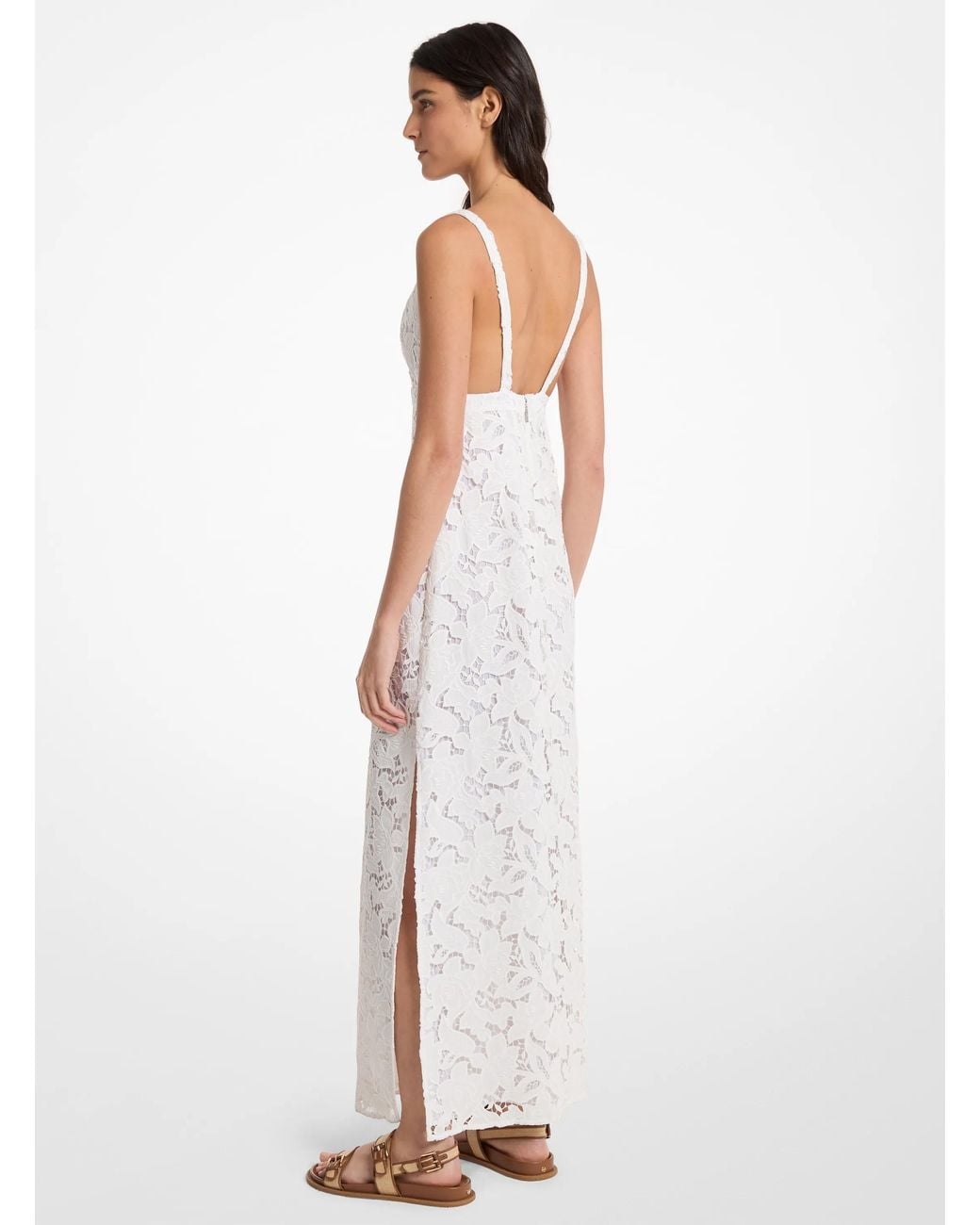 Michael Kors White Michael Kors Corded Floral Lace Maxi Dress