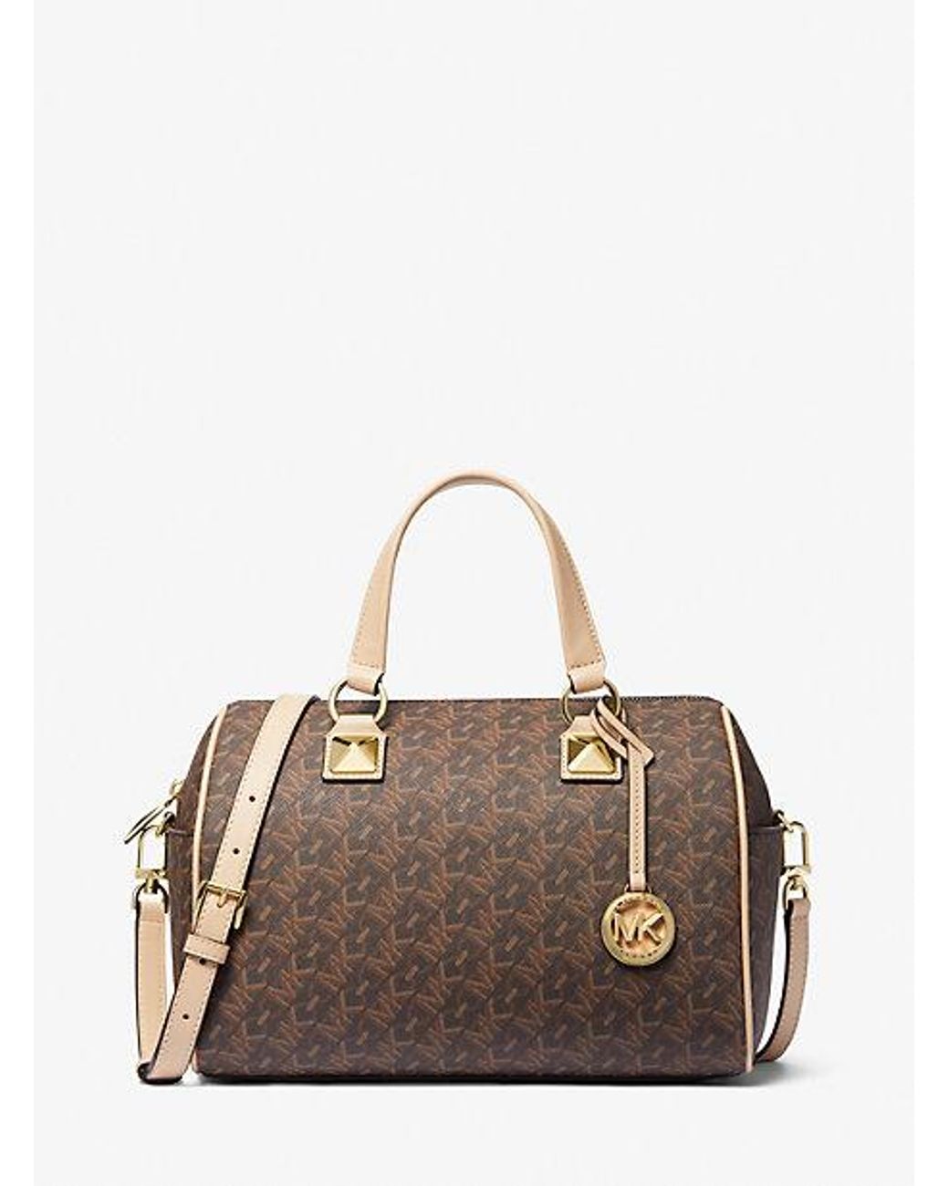 Michael Kors Grayson Medium Empire Signature Logo Satchel in Brown