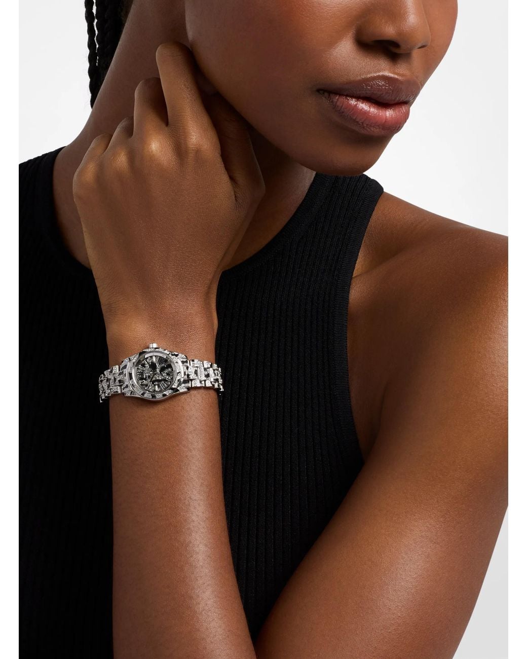 Michael Kors White Mk Petite Lexington Pavé Animal Print-Tone Watch