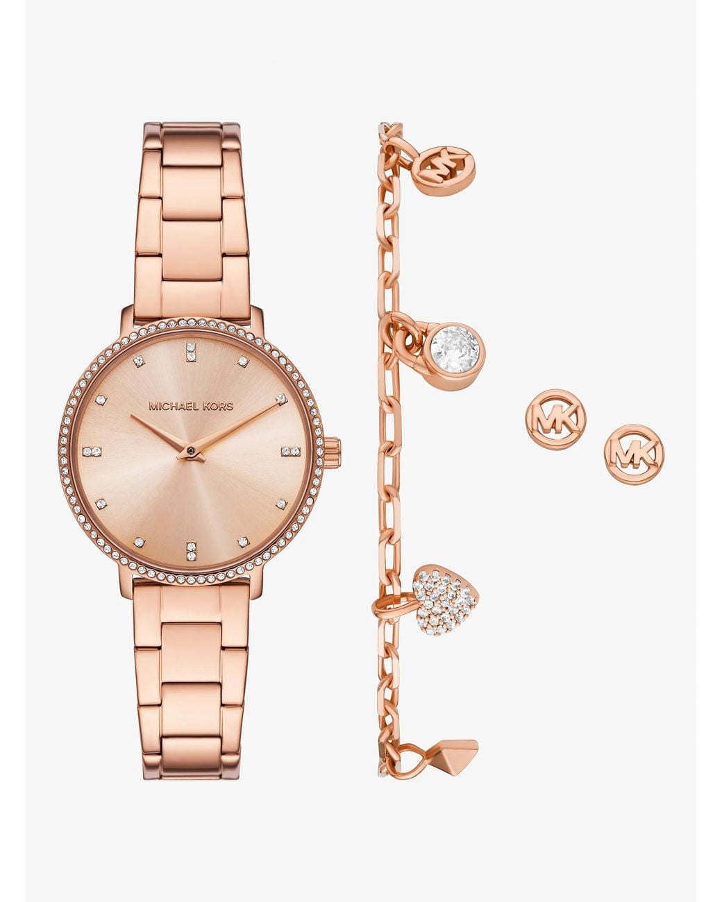 Michael Kors Natural Mk Mini Pyper Pavé-Tone Watch And Jewelry Gift Set