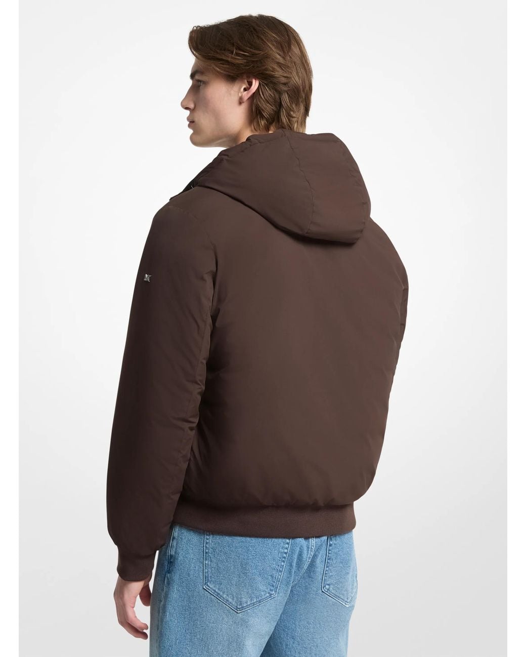 Michael Kors Brown Mk Brunson Nylon Hooded Bomber Jacket for men