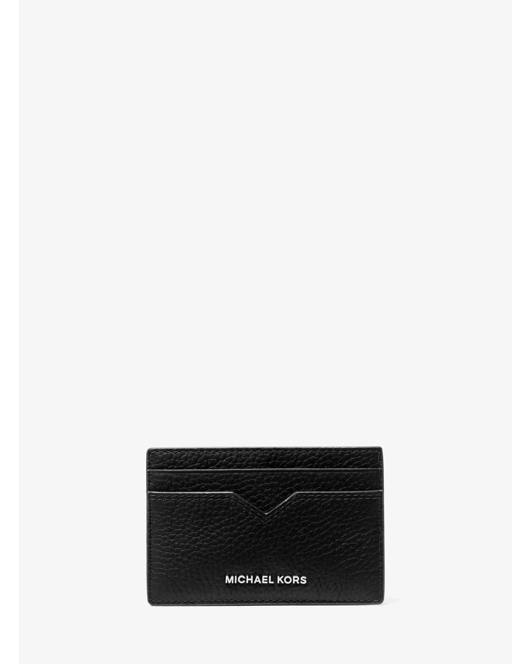 Michael Kors White Hudson Pebbled Leather Card Case for men