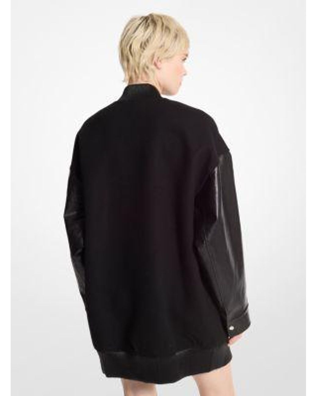 MICHAEL Michael Kors Oversized Mixed media Bomber Jacket in Black Lyst UK