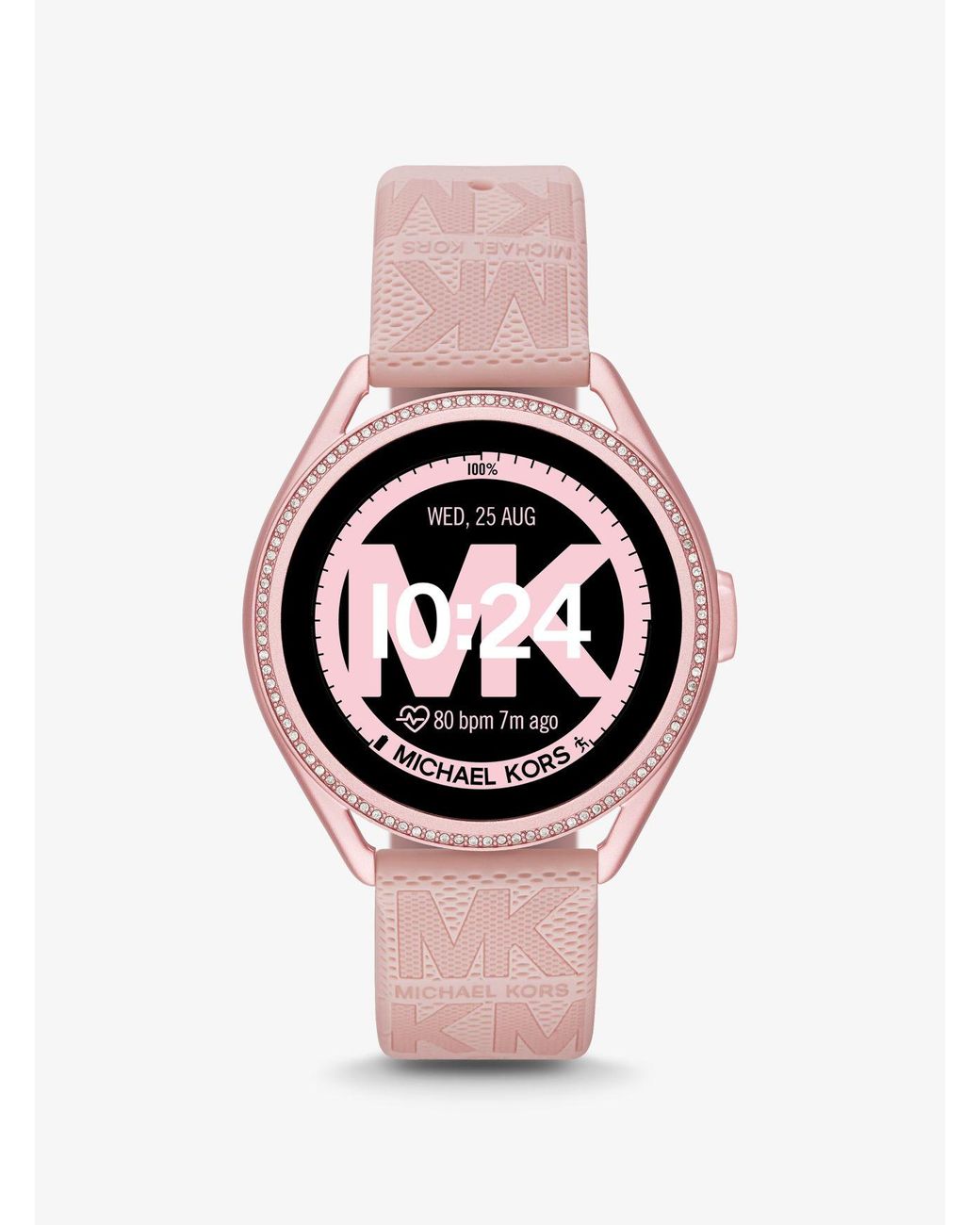 Michael Kors Gen 5e Mkgo Pink tone And Logo Rubber Smartwatch Lyst UK