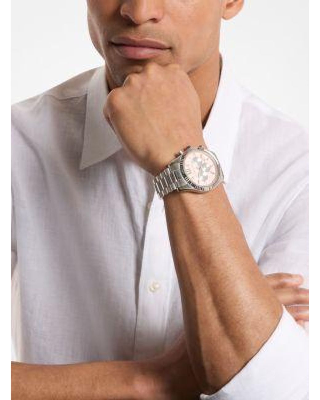 Michael Kors Gray Oversized Lexington-Tone Watch for men