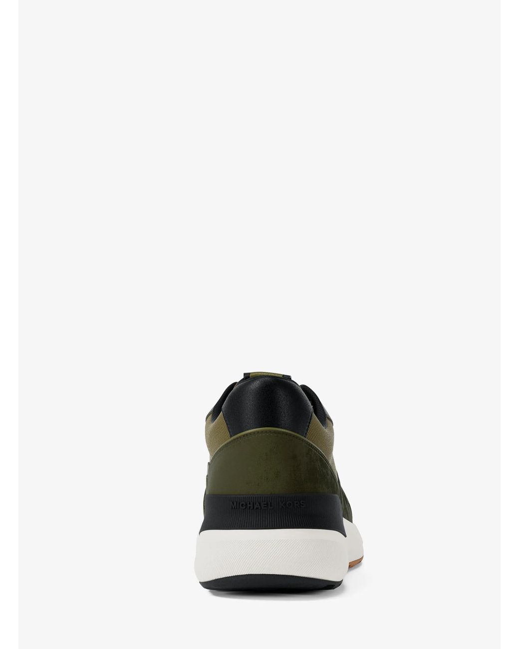 Michael Kors Green Mk Trevor Leather And Corded Twill Trainer for men