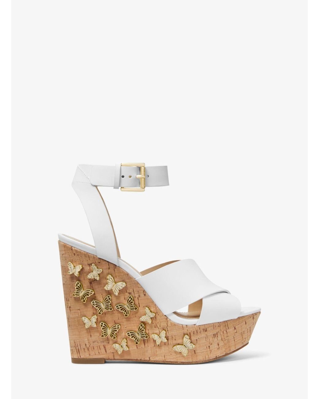 Michael Kors Lacey Butterfly Embellished Leather Wedge | Lyst
