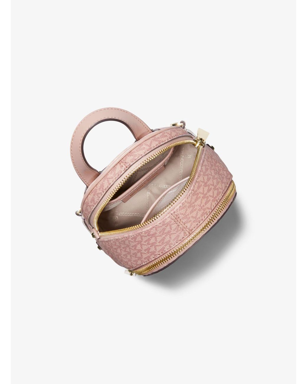 Michael Kors Rhea Logo Extra Small Pink Backpack ?MICHAEL KORS Rhea Mini Studded Leather Backpack Style Gold  main image 2