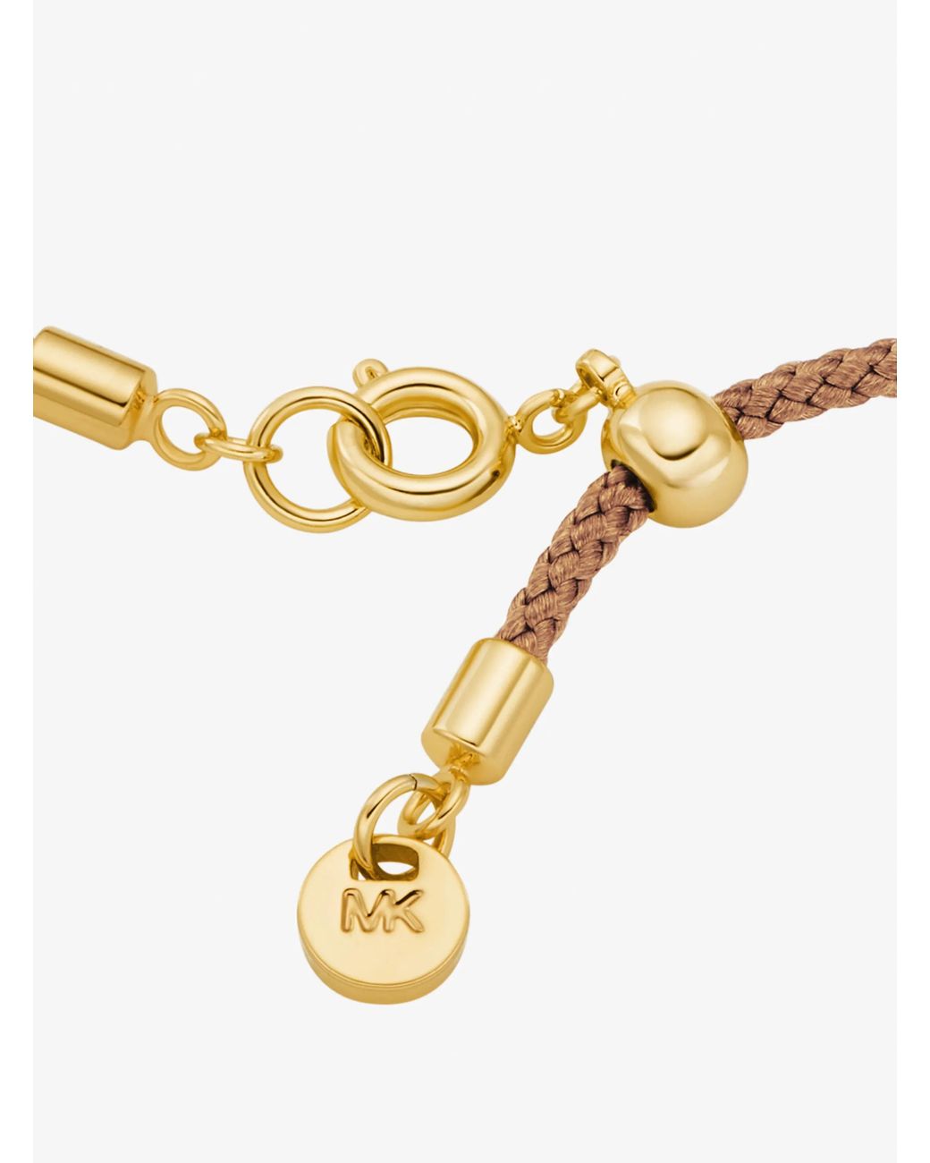 Michael Kors White Pavé-Tone Logo Corded Bracelet