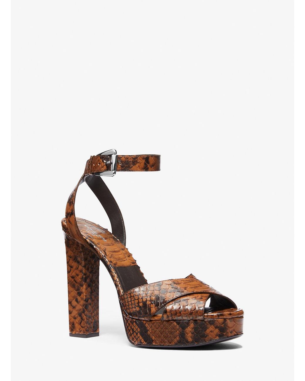 Michael Kors Mk Cannon Python Embossed Leather Platform Sandal in White ...