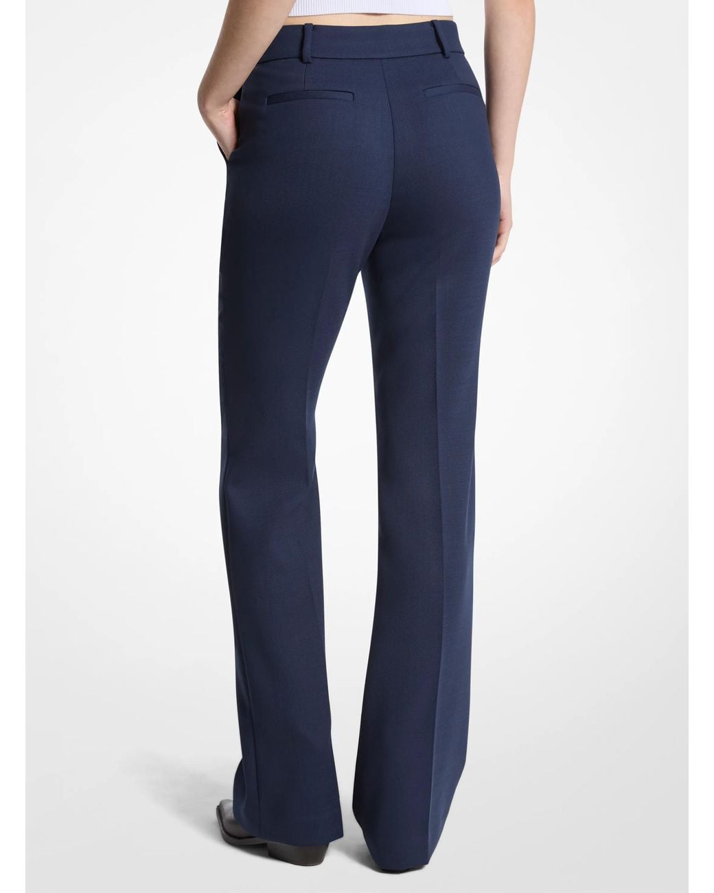 MICHAEL Michael Kors Blue Bootcut Stretch Wool Blend Pants