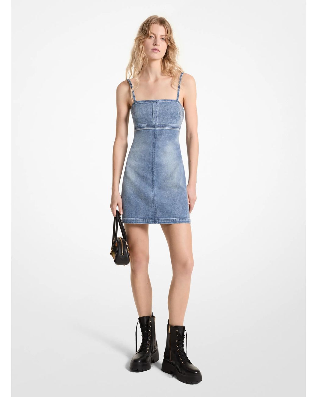 MICHAEL Michael Kors Blue Mk Stretch Denim Mini Dress