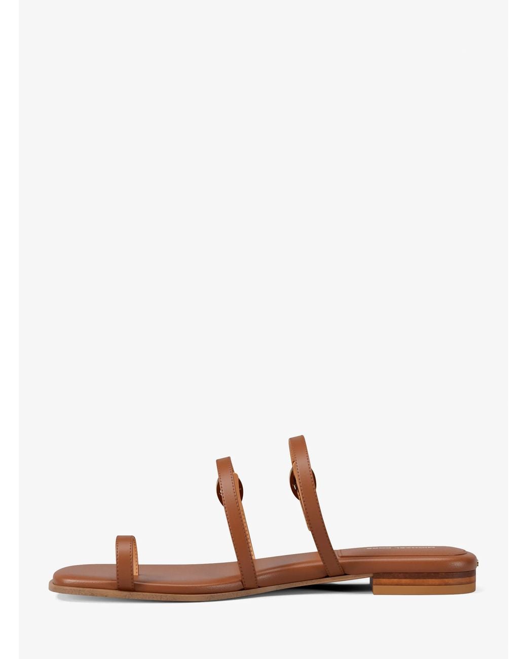 MICHAEL Michael Kors Brown Michael Kors Kya Leather Flat Sandal