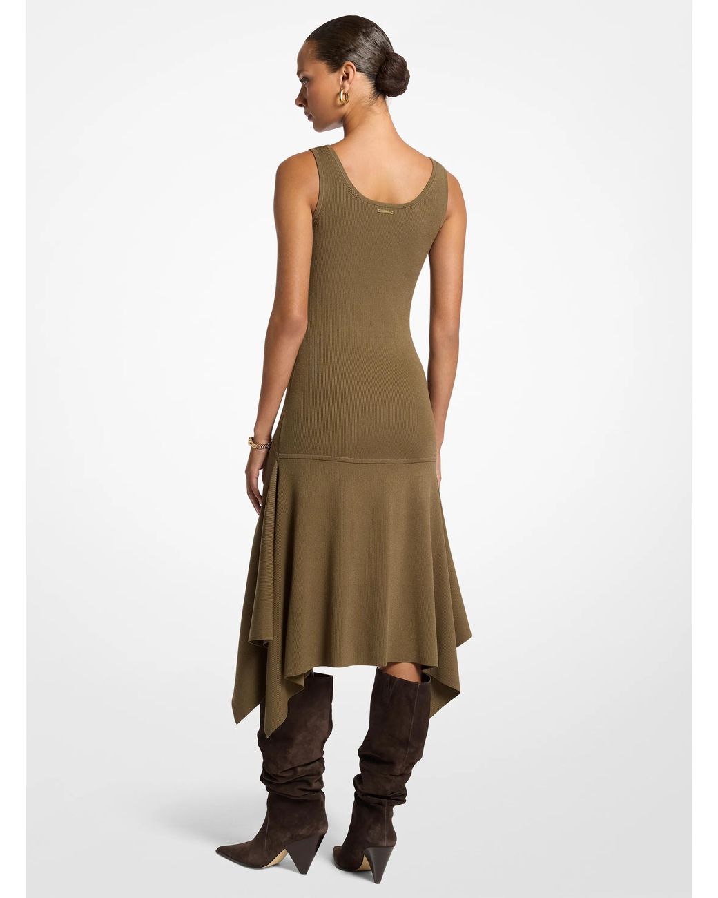 MICHAEL Michael Kors Natural Mk Stretch Knit Sleeveless Handkerchief Dress