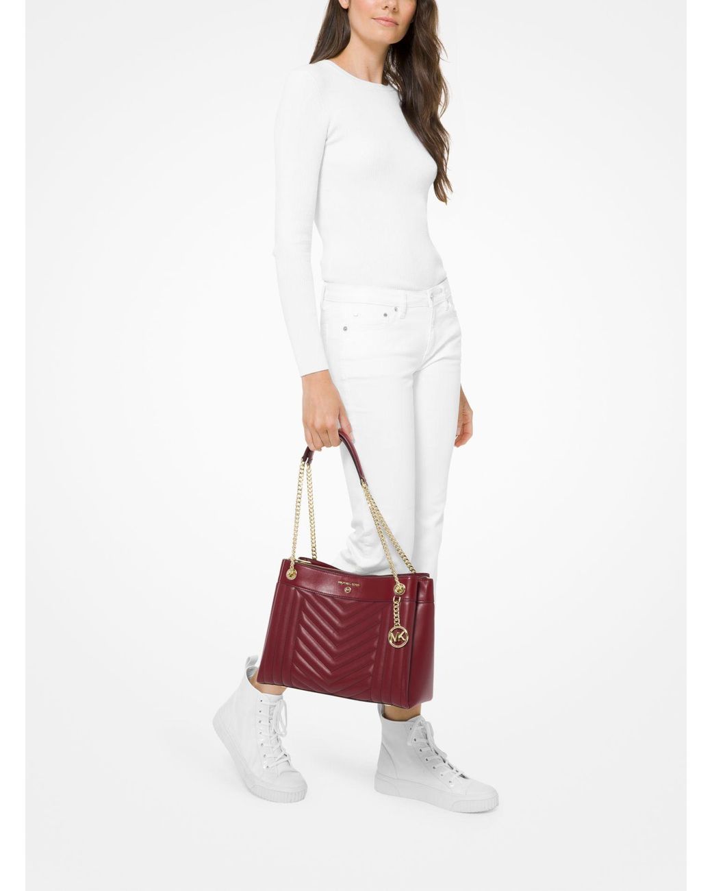 susan medium quilted leather satchel michael kors