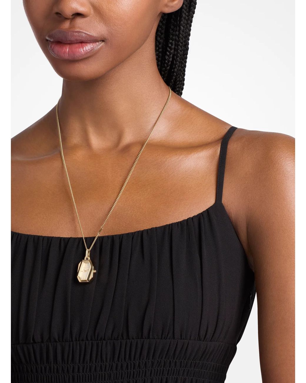 Michael Kors White Mk Suri-Tone Watch Necklace