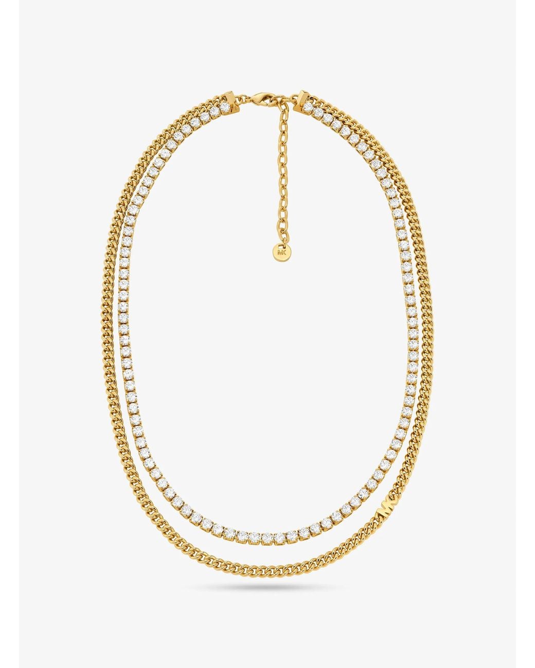 Michael Kors Metallic Mk Precious Metal-Plated Brass Double Chain Tennis Necklace