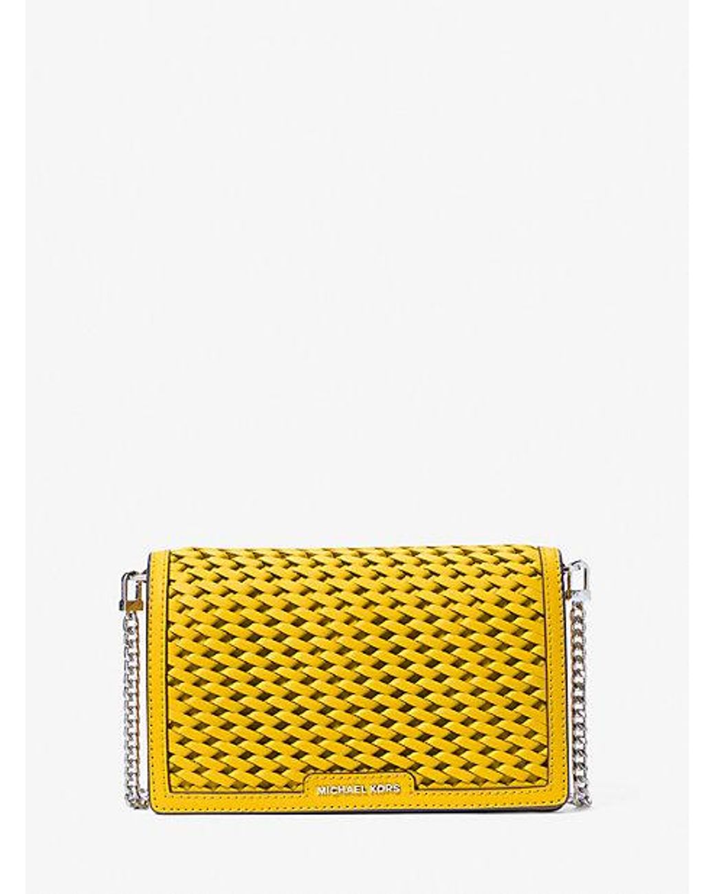 Michael Kors Jet Set Medium Hand woven Leather Crossbody Bag in Yellow Lyst