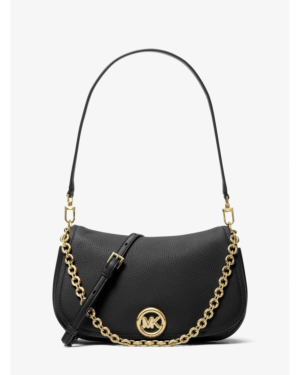 MICHAEL Michael Kors Black Mk Nolita Medium Pebbled Leather Convertible Shoulder Bag