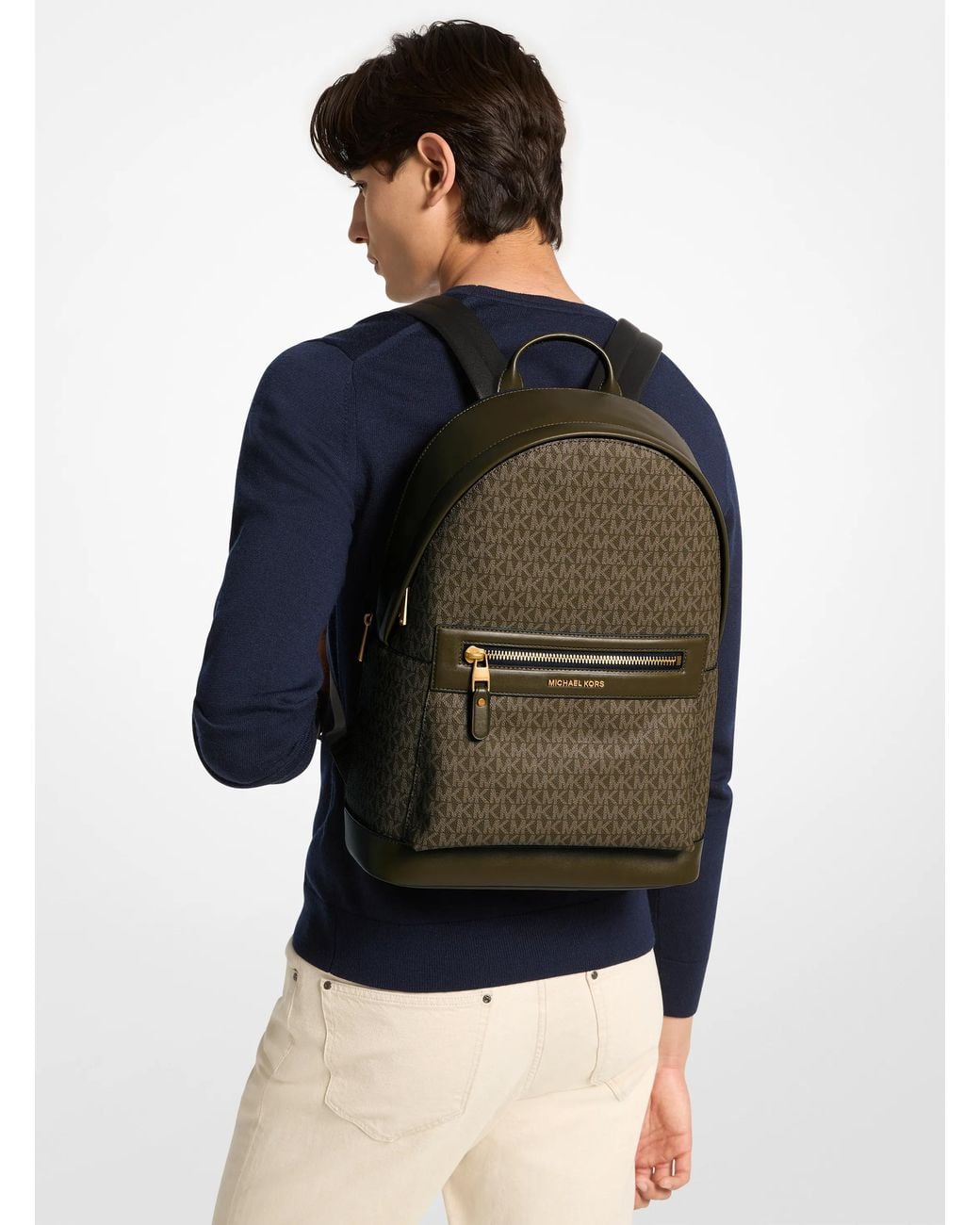 Michael Kors Green Mk Jet Set Signature Logo Backpack for men