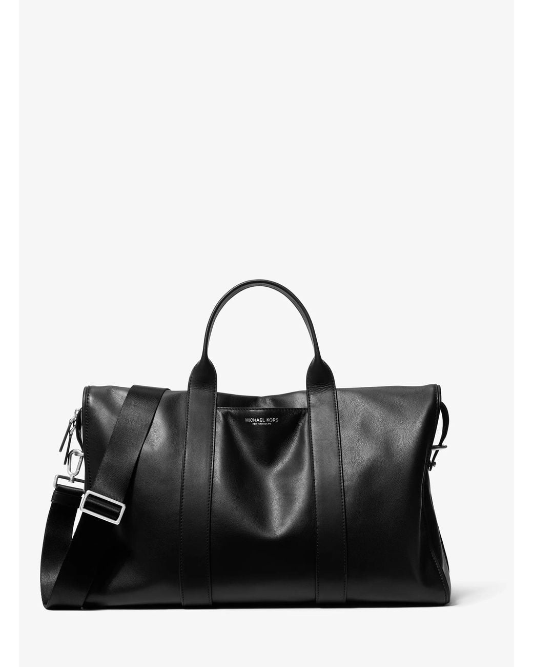 Michael Kors Black Mk Nicholas Medium Pebbled Leather Slouch Duffel Bag for men