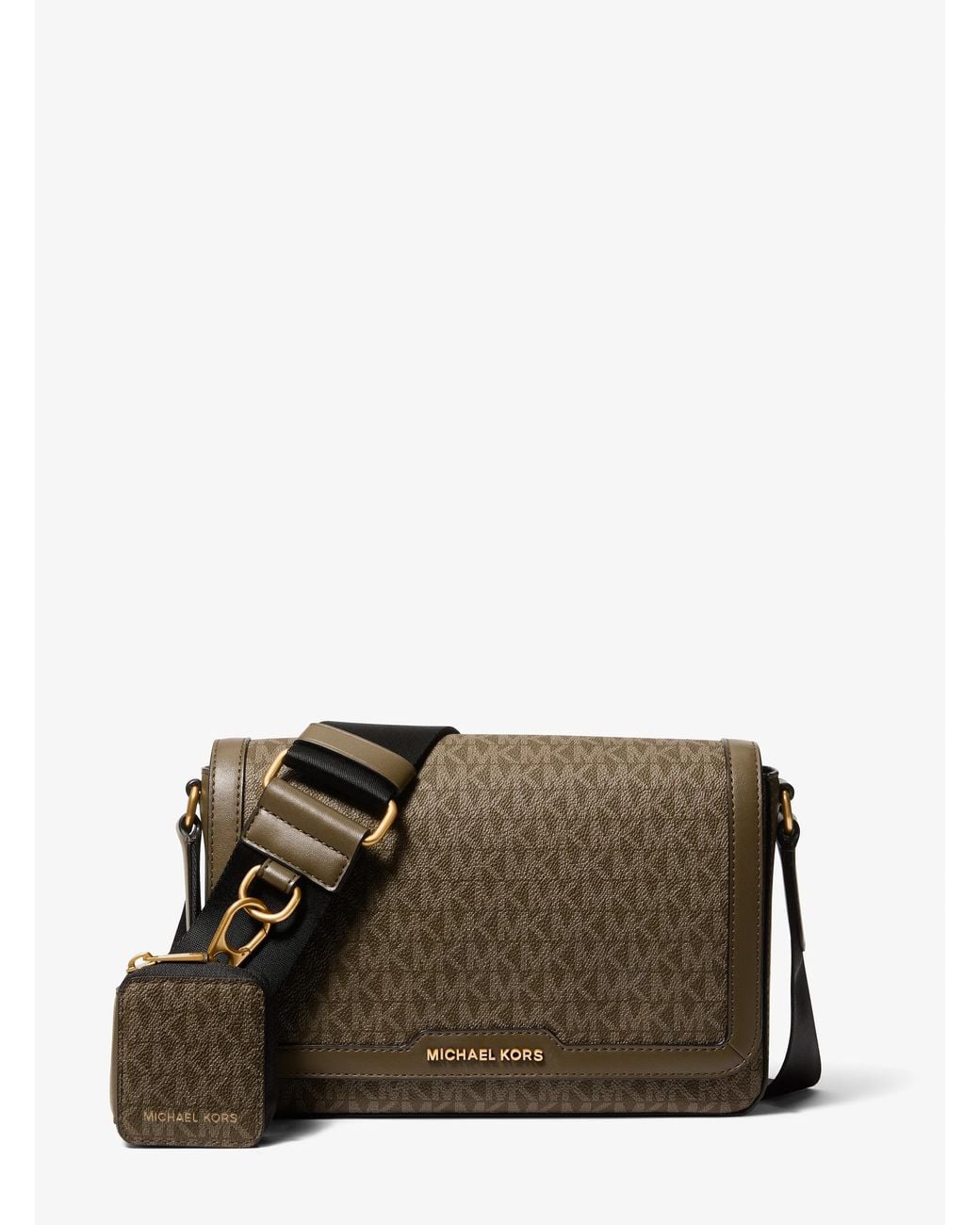 Michael Kors Green Mk Hudson Signature Logo Crossbody Bag With Pouch for men