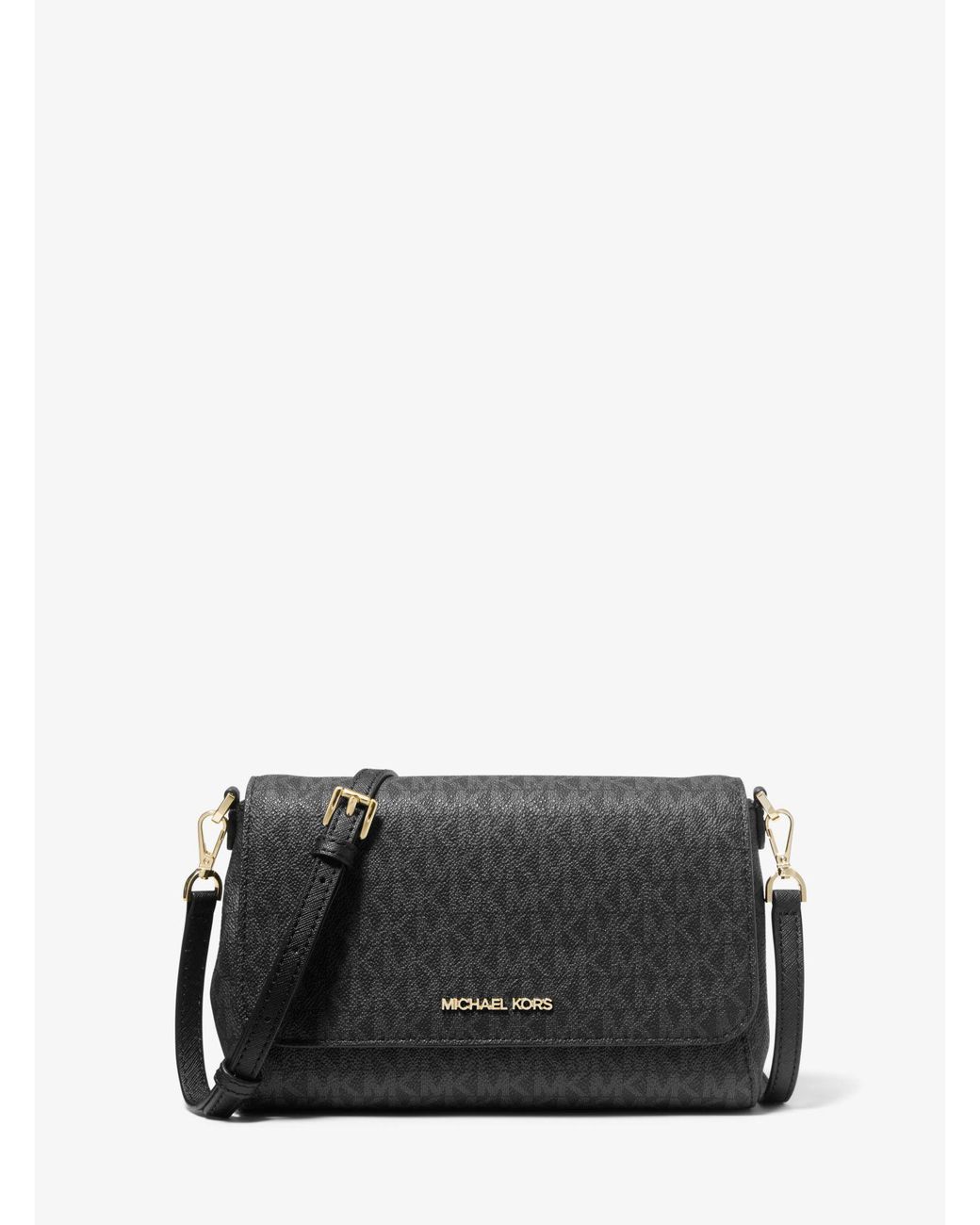 Michael Kors Canvas Medium Logo Convertible Crossbody Bag in Black Lyst