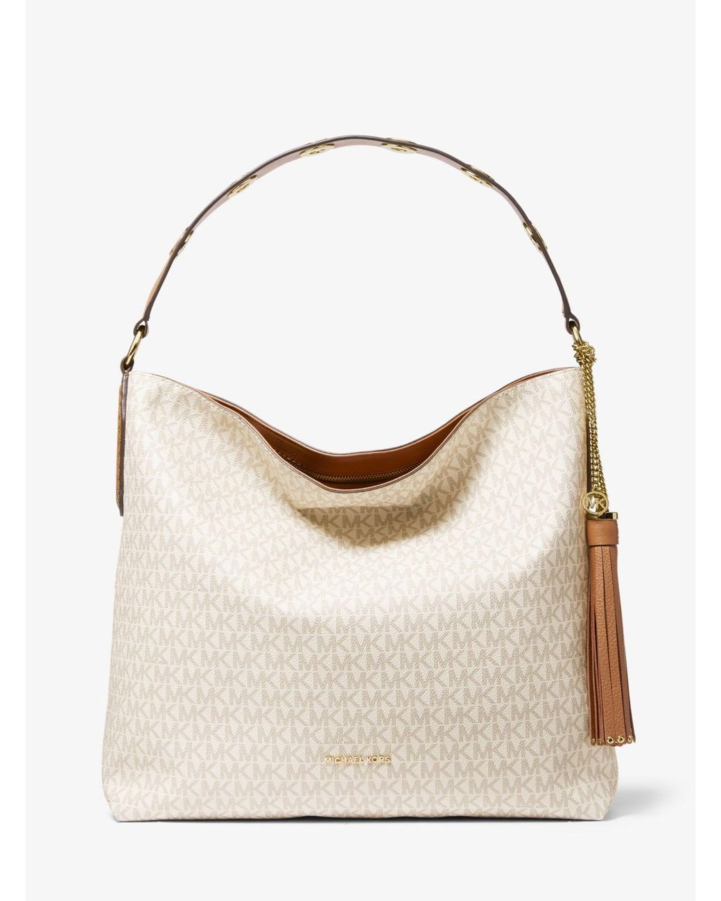 Michael Kors Brooklyn Large Logo Shoulder Bag in Natural Lyst