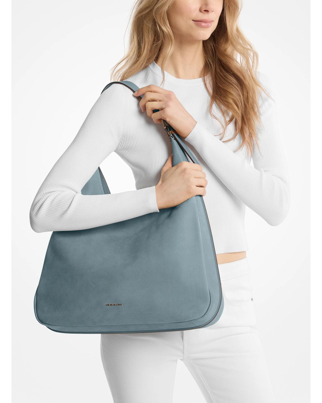 MICHAEL Michael Kors Blue Michael Kors Nolita Large Nubuck Hobo Shoulder Bag
